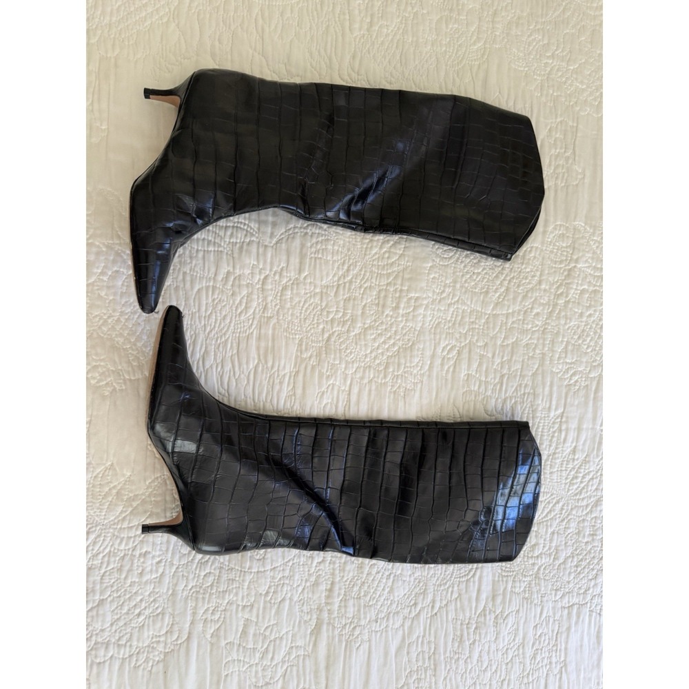 Anthropologie Schulz Alligator Black Leather Boots Size 7B